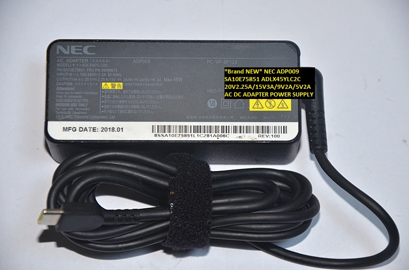 *Brand NEW* ADP009 SA10E75851 NEC ADLX45YLC2C 20V2.25A/15V3A/9V2A/5V2A AC DC ADAPTER POWER SUPPLY - Click Image to Close